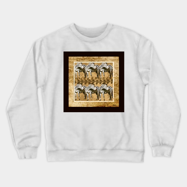 Zebra Herd Brown and Tan Crewneck Sweatshirt by Overthetopsm